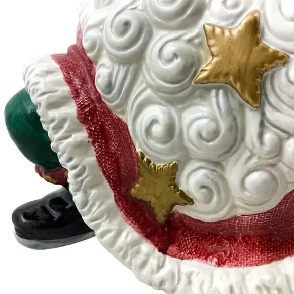 Fitz and Floyd Santa Large Cookie Jar 12" Snow Business Vintage Used Good - Picture 7 of 9